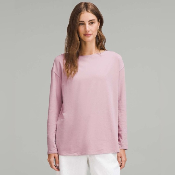 Lululemon Relaxed-Fit Boatneck Long-Sleeve Shirt Rose Blush - Picture 1 of 8